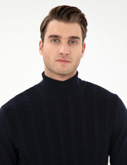 Lacivert Slim Fit Kazak