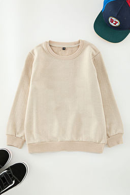 Bej Erkek Cocuk Baba Ogul S?rt Bask?l? Orme Mini Me Sweatshirt TKDAW25SW00063 - Trendyolmilla фото 3