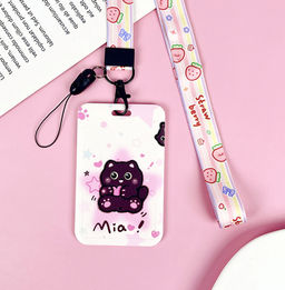 Футляр для карт на ленте "Star сat and hearts", is sitting