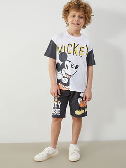 Beli Lastikli Mickey Mouse Bask?l? Erkek ?ocuk ?ort