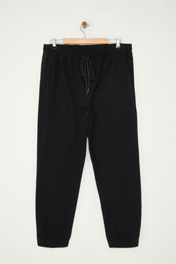 Siyah %100 Pamuk Buyuk Beden Regular Fit Beli Lastikli Baglamal? Kumas Pantolon TMNAW25AR00003 - Trendyolmilla фото 2