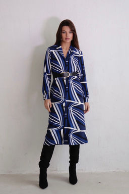 Платье-рубашка с английским воротником принт - Martichelli фото 51