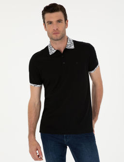 Siyah Slim Fit Polo Yaka Merserize T-shirt