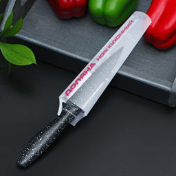 Нож с антиналипающим покрытием Доляна «Зефир», универсальный, лезвие 12.5 см, чёрный