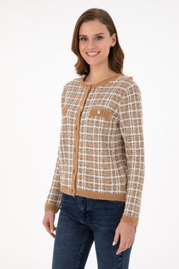 Женский кардиган светло-коричневого цвета из трикотажа Дополнительная скидка 11% в корзине