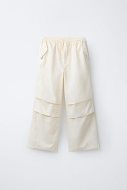 PANTAL?N WIDE LEG NYLON / Mantequilla