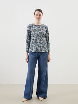 Bisiklet Yaka Desenli Kad?n Bluz