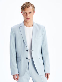 Standart Kal?p Keten Kar???ml? Erkek Blazer Ceket