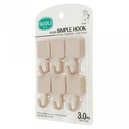 Крючок на липучке Кубик пластмассовый, 6 штук, 3х5,5х2,4см, в блистере (Китай) - Домашняя мода фото 2