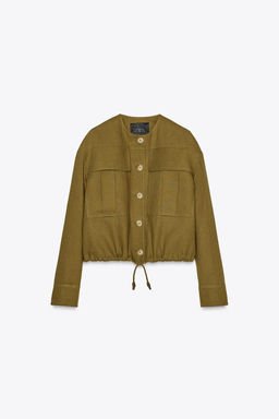 ZW COLLECTION LINEN BLEND BOMBER JACKET - Zara фото 6