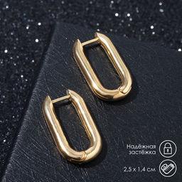 Серьги металл Геометрия объёмный овал, цвет золото