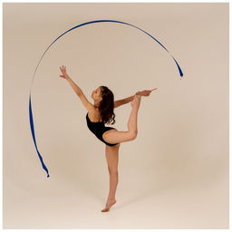 Лента гимнастическая с палочкой Grace Dance, 4 м, цвет синий  фото 5