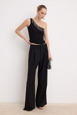 Siyah Tas Aksesuar Detayl? Asimetrik Yaka Party Bluz TPRSS26BZ00040 - Trendyolmilla фото 2