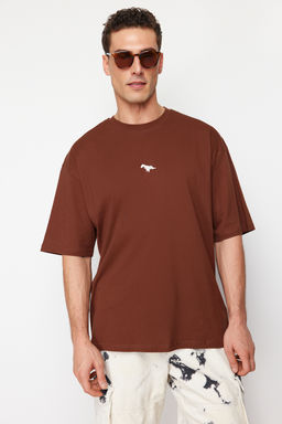 TRENDYOL MAN Siyah Oversize/Genis Kesim K?sa Kol Manzara Nak?sl? %100 Pamuklu T-Shirt TMNSS23TS00243 - Trendyolmilla фото 3