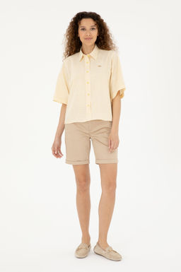 U. S. Polo Assn / Женская желтая рубашка с длинным рукавом - U.s. polo assn фото 4