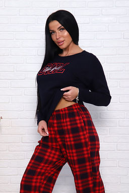 Костюм с брюками, принт, темно-синий (957-1) - Плиона фото 12