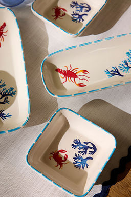 Trendyolmilla Home 4lu Seramik Marine Bask?l? Kase/Sunumluk Tabak Seti TPHSS25TBK00008 фото 3