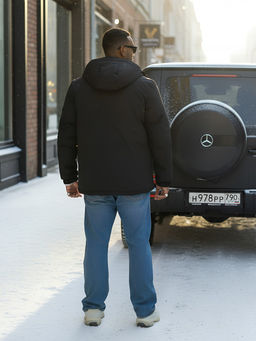 Куртка спортивная мужская зимняя с капюшоном черного цвета 3222Ch - Wonderrman фото 21