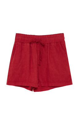K?rm?z? %100 Keten Beli Lastikli Yuksek Bel Sort TWOSS23SR00319