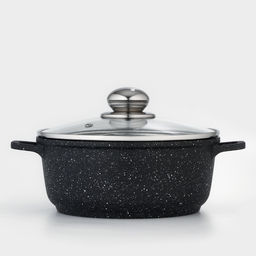 Кастрюля Доляна «Элит», 2 л, d=20 см, h=9 см, литые ручки, антипригарное покрытие, литой алюминий, чёрная