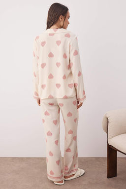 Ekru %100 Pamuklu Kapli Dokuma Pijama Tak?m? THMAW26PT00025 - Trendyolmilla фото 12