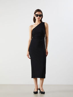 Tek Omuz B?zg?l? Bodycon Elbise