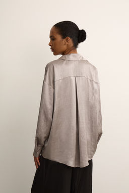 Рубашка оверсайз из жатого сатина - Mollis фото 4