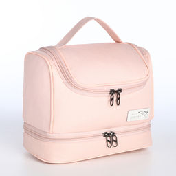 Косметичка - несессер дорожная на молнии, с ручкой, с отделами, розовая