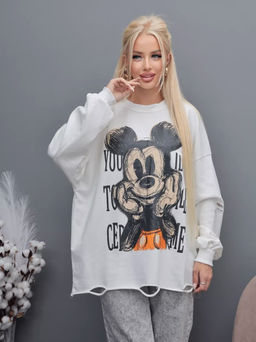 K11867 Свитшот (плотный хлопок) БЕЛЫЙ