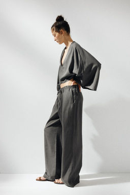 LINEN BLEND TROUSERS - Zara фото 12