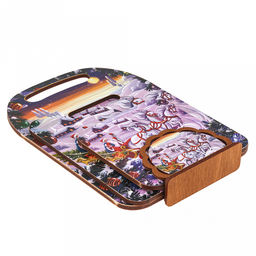 Счастья, Радости, УдачиКомлект деревянный 4 предмета: доска разделочная 29х21х0,6см; доска разделочная 21х19,5х0,6см; подставка под горячее 14,5х14,5х0,8см; салфетница 12,5х8,5х4см (Россия) - Домашняя мода фото 5