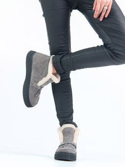 Ботинки 307.от11bl. серый замок замша/Мех