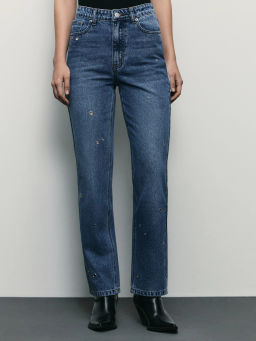 Джинсы straight с люверсами / Zarina фото 2