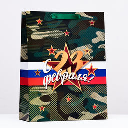 Пакет ламинированный С 23 февраля!, 31?40?11.5 см