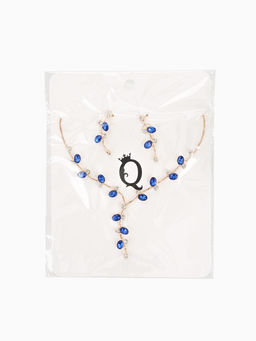Набор 2 предмета: серьги, колье Изумление цветение, цвет сине-белый в золоте, 42 см