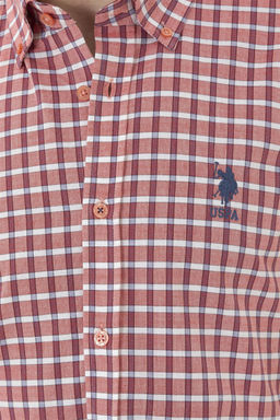 Рубашка мужская U.S. Polo Assn с длинным рукавом красная хлопок фото 7