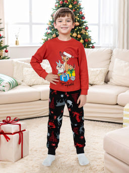Пижама детская красная/черная олень ПЖ-1818 (110, 60)