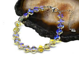 Браслет из циркона клевер 8мм цв.зелено-голубой, 18см