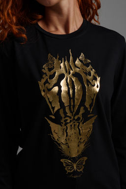 8544 Футболка с длинным рукавом женская (фольга)