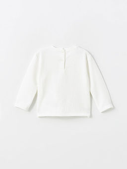 Bisiklet Yaka Bask?l? K?z Bebek Sweatshirt