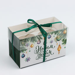Цена за 5 шт. Коробка для капкейка «С Новым годом», 16×8×10 см