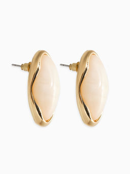 Серьги «Стиль» овал вытянутый, белые в золоте