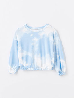 Bisiklet Yaka Batik Desenli Uzun Kollu K?z ?ocuk Sweatshirt