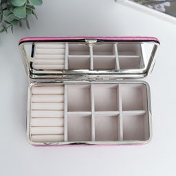 Шкатулка кожзам для украшений Узор из ромбов. Розовый перламутр 6х9,8х18,5 см - Simaland фото 3