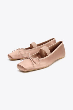 SATIN BALLET FLATS WITH BOW - Zara фото 4
