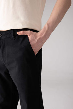 Брюки-чиносы прямого кроя из габардина с карманом на молнии и парусиновой тканью стандартного кроя - Defacto фото 5