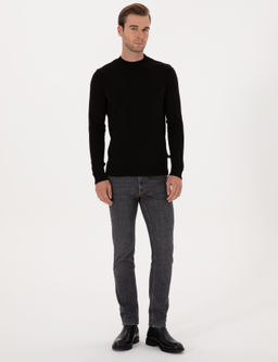 Siyah Slim Fit %100 Pamuk _eyrek Bal_k__ Yaka Triko Kazak - Cacharel фото 4
