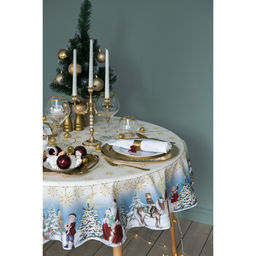 Скатерть новогодняя Этель Christmas time, d=220 см 3 см с ГМВО, 100% хлопок, саржа 190 г/м?