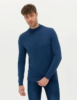 _ndigo Melanj Slim Fit Yar_m Bal_k__ Yaka Basic Triko Kazak - Pierre cardin фото 2