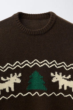 KNIT JUMPER WITH EMBROIDERED REINDEER - Zara фото 4